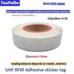 Yanpodo rfid uhf tags etiketten aufkleber 860-960mhz u9 epc gen2 ISO18000-6C rfid klebe etikett uhf tags