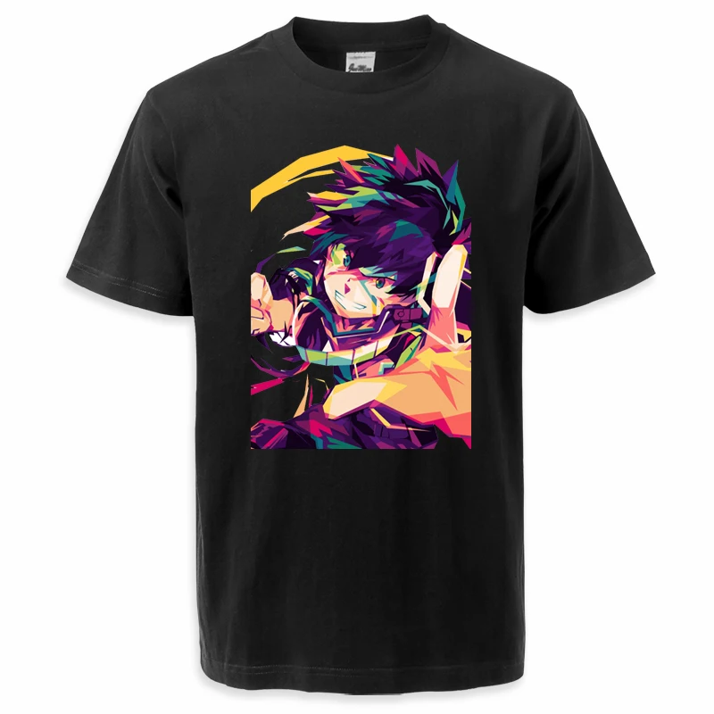 Hot Anime My Hero Academia Midoriya Izuku T-Shirts Unisex Tops Harajuku Hip Hop Streetwear Pure Cotton Casual Fashion Tees