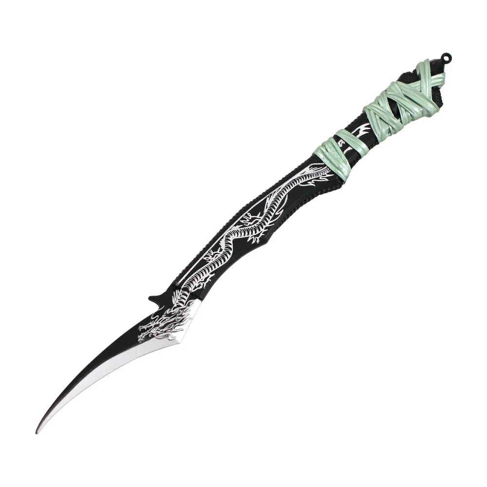 30CM Soul Land DouLuo Continent periféricos Qinglong oscuro cuchillo de talla arma totalmente de Metal modelo adornos coleccionables juguete para niño