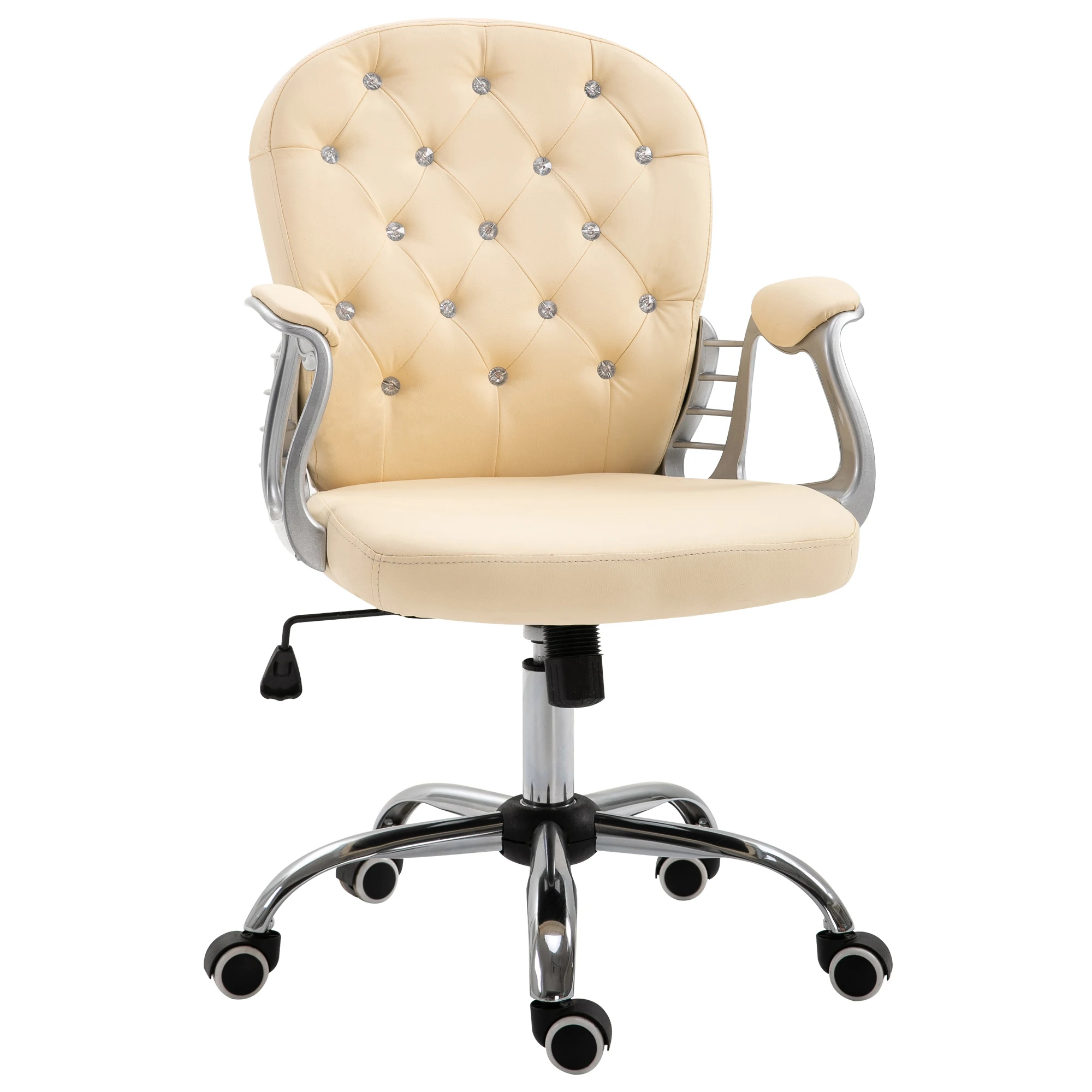 Vinsetto Pu Leather Home Office Chair, Button Tufted Desk Chair with Padded Armrests, Adjustable Height and Swivel Wheels