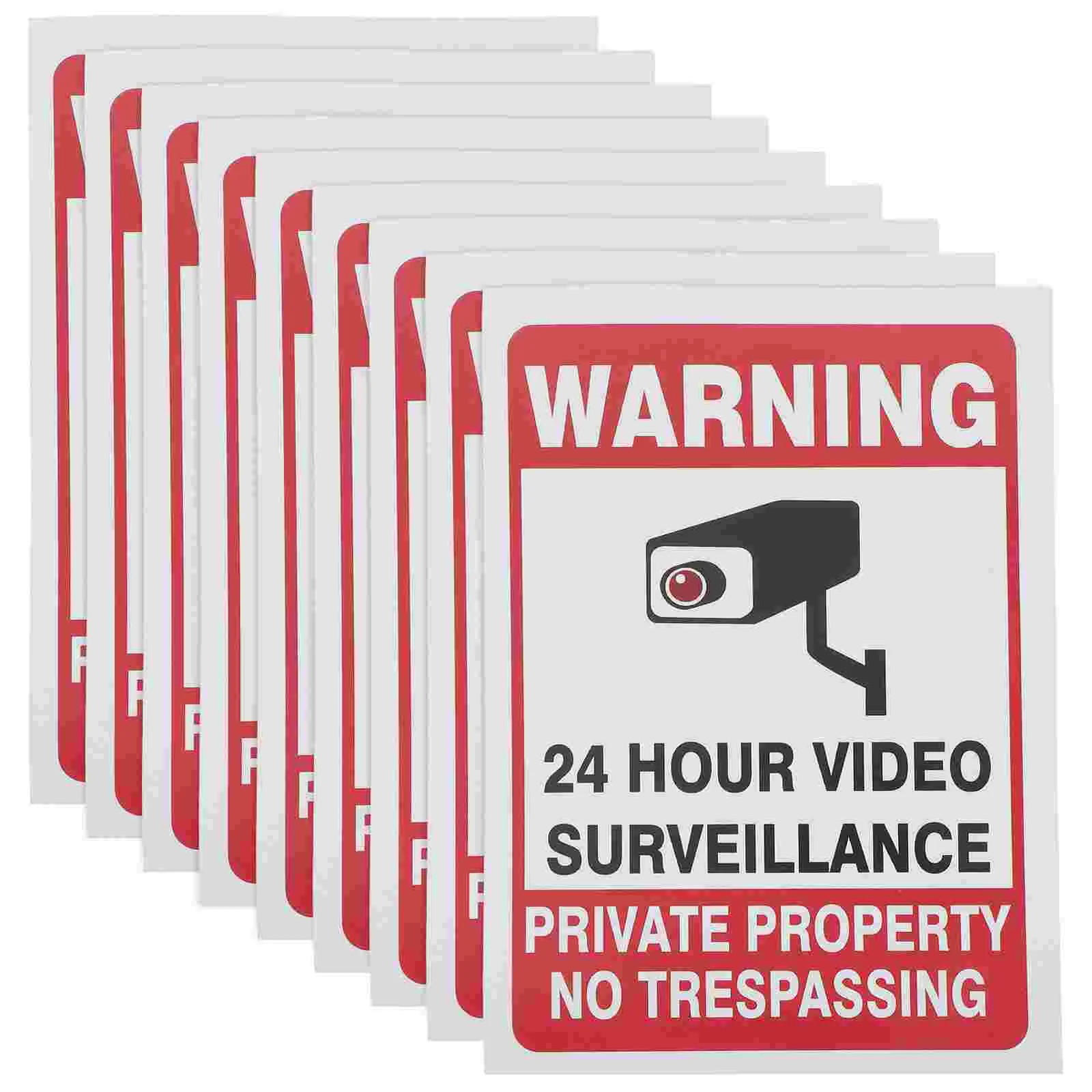 

50 Sheets for Sign Warning Stickers Nail Private Area Outdoor 24 Hours Surveillance