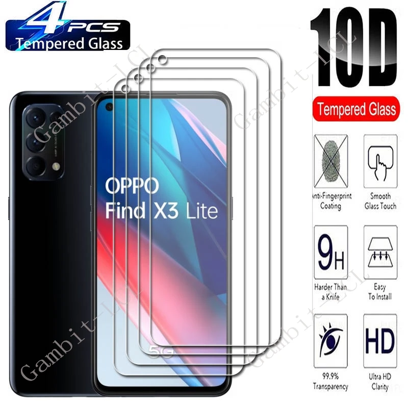 4PCS For OPPO Find X3 Lite Screen Protective Tempered Glass ON FindX3Lite X3Lite CPH2145 Reno5 5G Protector Cover Film