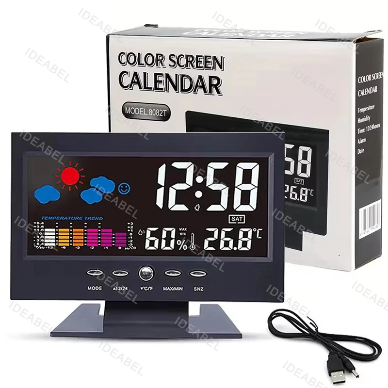 Multi-functional Weather Station Clock Thermometer Hygrometer Calendar Digital LCD Display Temperature and Humidity Meter