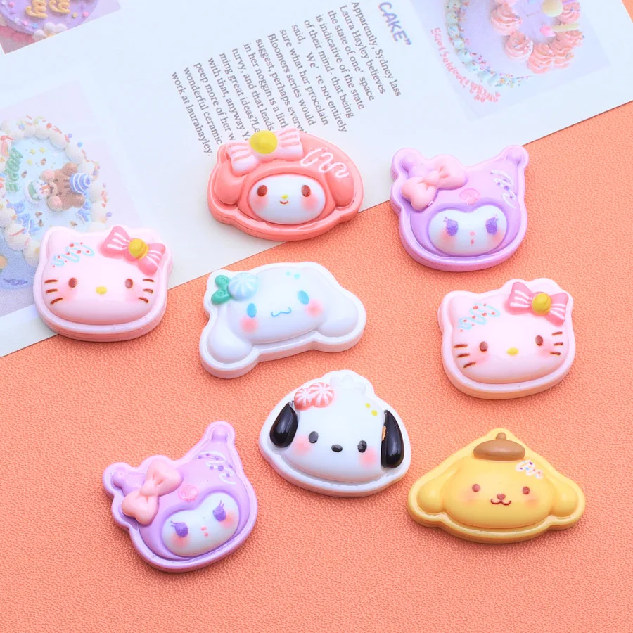 

100pcs Resin Cute Sanrio Animal Cake Flatback Cabochon Scrapbooking Crafts Hair Bows Center DIY Decoration Accessories