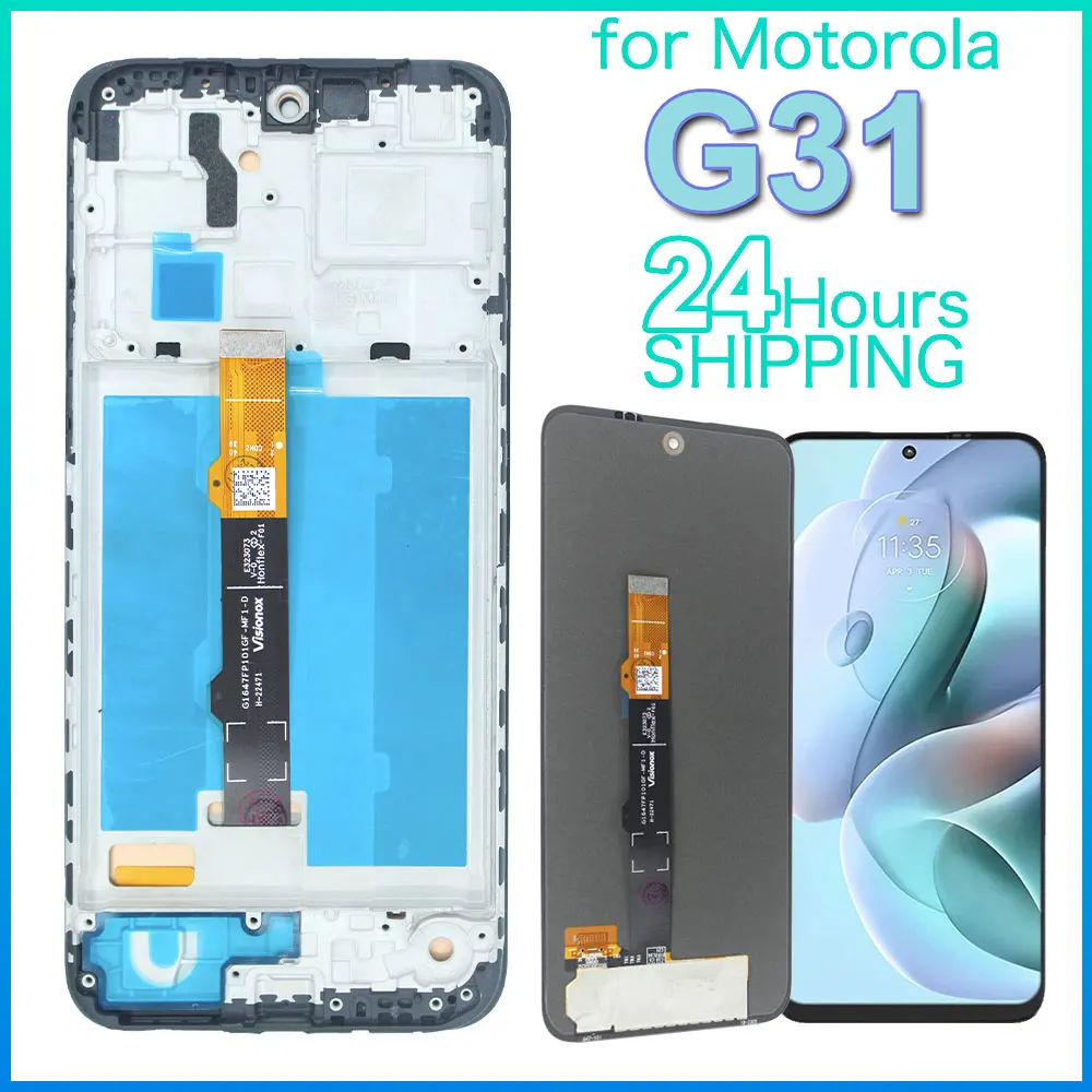 6.4 ''LCD para Motorola Moto G31 Display LCD Touch Screen Digitador Substituição para Moto G31 XT2173-1 Telefone LCD com Moldura