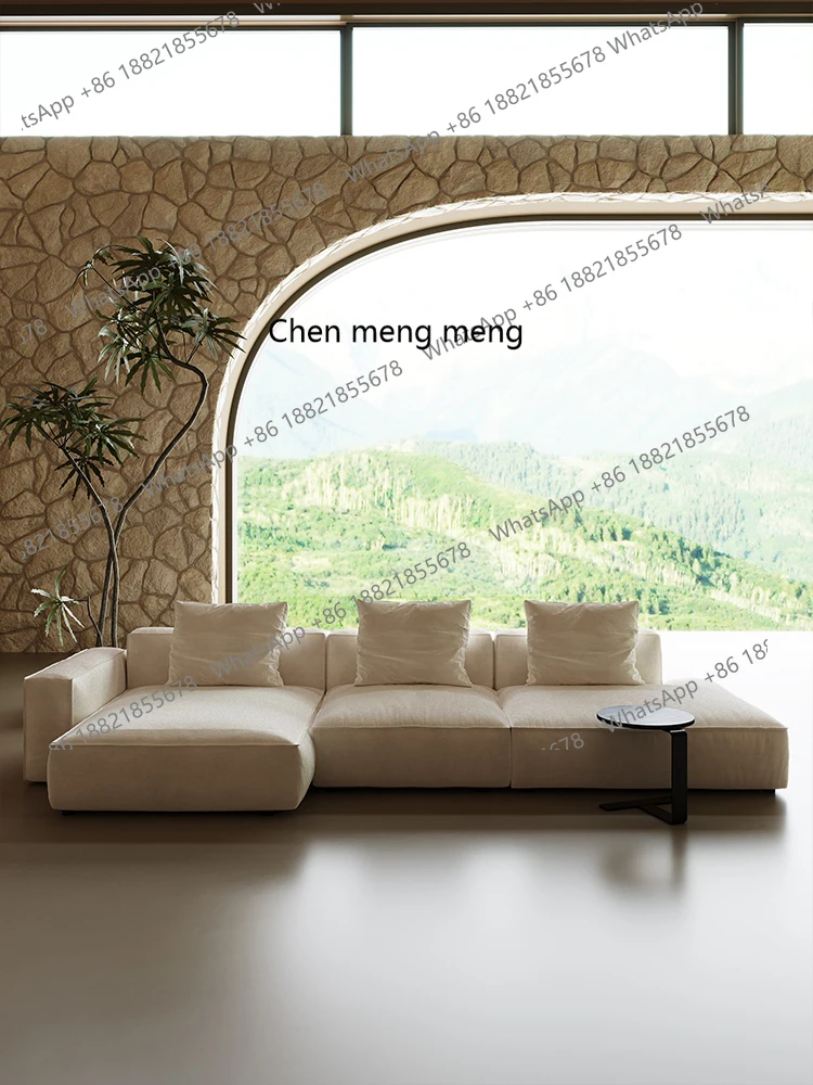 Natural linen fabric sofa corner concubine combination, modular sofa fully disassembled and washed fabric sofa