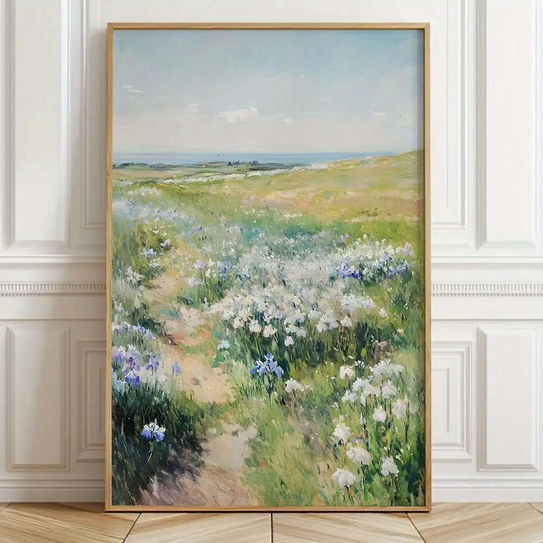 

Vintage-Inspired Iris Field Canvas Print - Frameless Painting Style Wall Art, Ideal for Living Room, Bedroom, Office, Hallway,