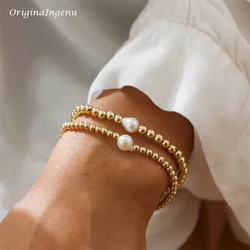 14K Gold Filled Bead Bracelet Tarnish Resistant Jewelry Boho Bracelets Freshwater Pearl Bracelet Bridesmaid Gift Gold Bracelet