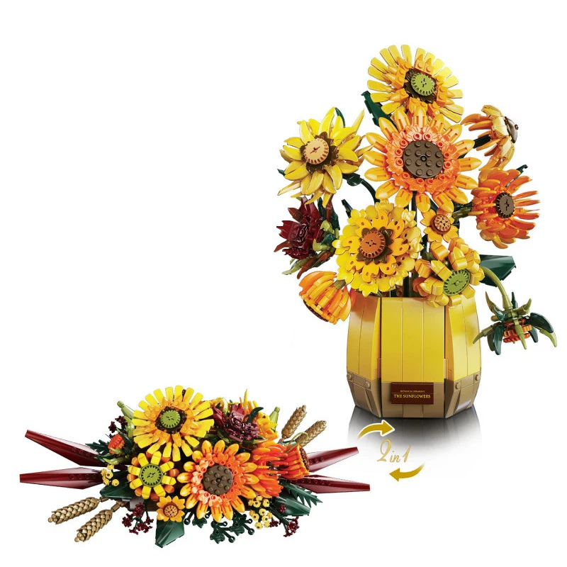 

IN STOCK MOC Creativity 2in1 sunflower bouquet Building Blocks Bricks Assembling Model Toys for Children Birthday Gift Set