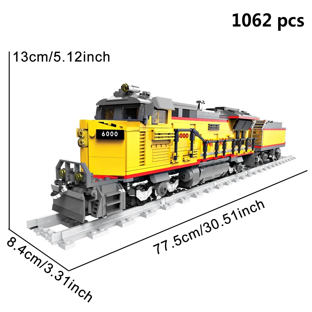 Bloques de construcción para niños, juguete de ladrillos para armar locomotora diésel AC6000CW, tren ferroviario de potencia, ideal para regalo de cumpleaños, código 80019, compatible con 1062 piezas