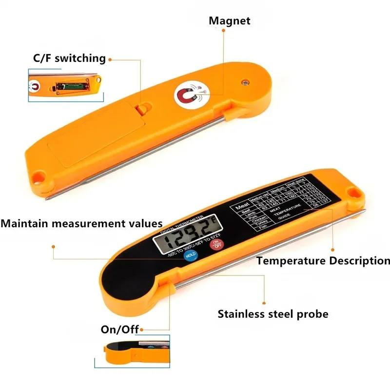 Digitales Küchen-Lebensmittelthermometer für Fleisch, Wasser, Milch, Kochen, Lebensmittelsonde, Grill, elektronisches Ofenthermometer, Küchenutensilien