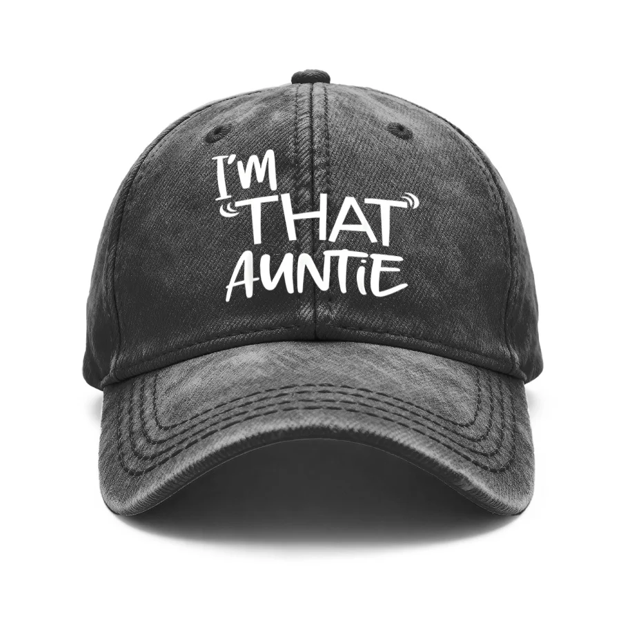 1 Unisex Washable Baseball Cap, I'M That Auntie Funny Phrase Text Design, Adjustable, Suitable for Outdoor Activities, Gift for Boyfriend/Girlfriend, Spring, Summer, Autumn, Winter