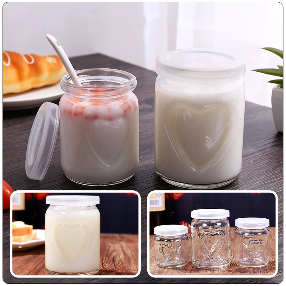 

10Pcs Glass Pudding Mold Heart Pattern Small Jelly Bottle for Baking Mousse Cake Yogurt Dessert Container Reusable