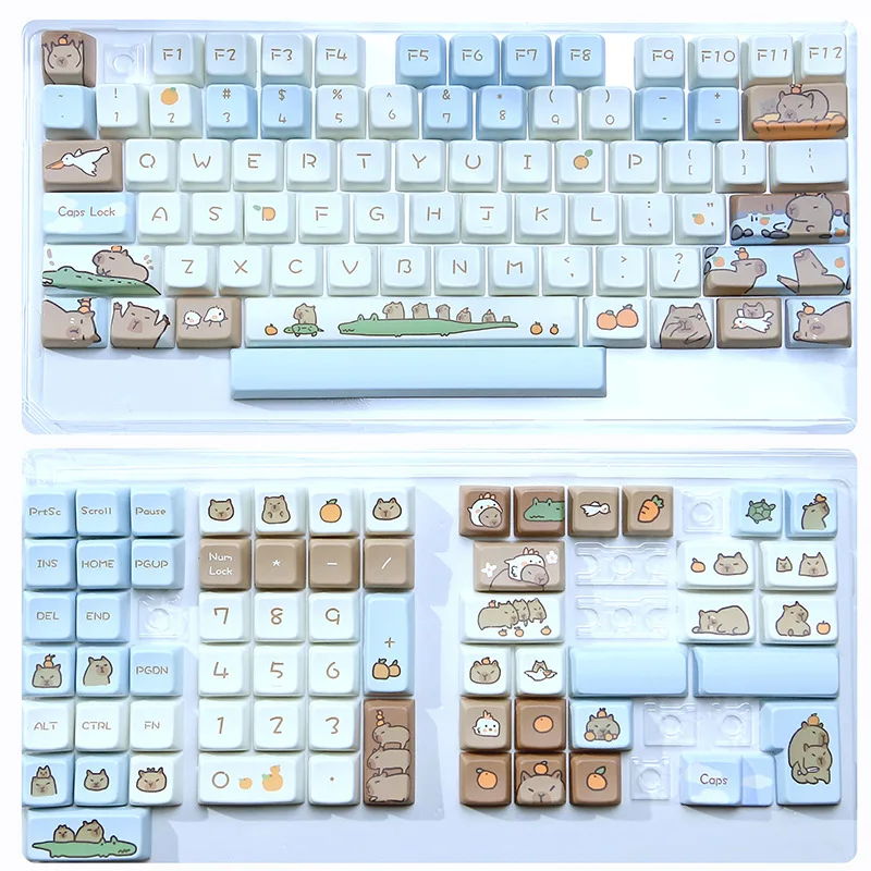 Mda High Capybara لوحة المفاتيح الميكانيكية Keycap مخصص التسامي الحراري Pbt لطيف الحليب الأزرق المنزل Goodies هدية عيد ميلاد صبي فتاة