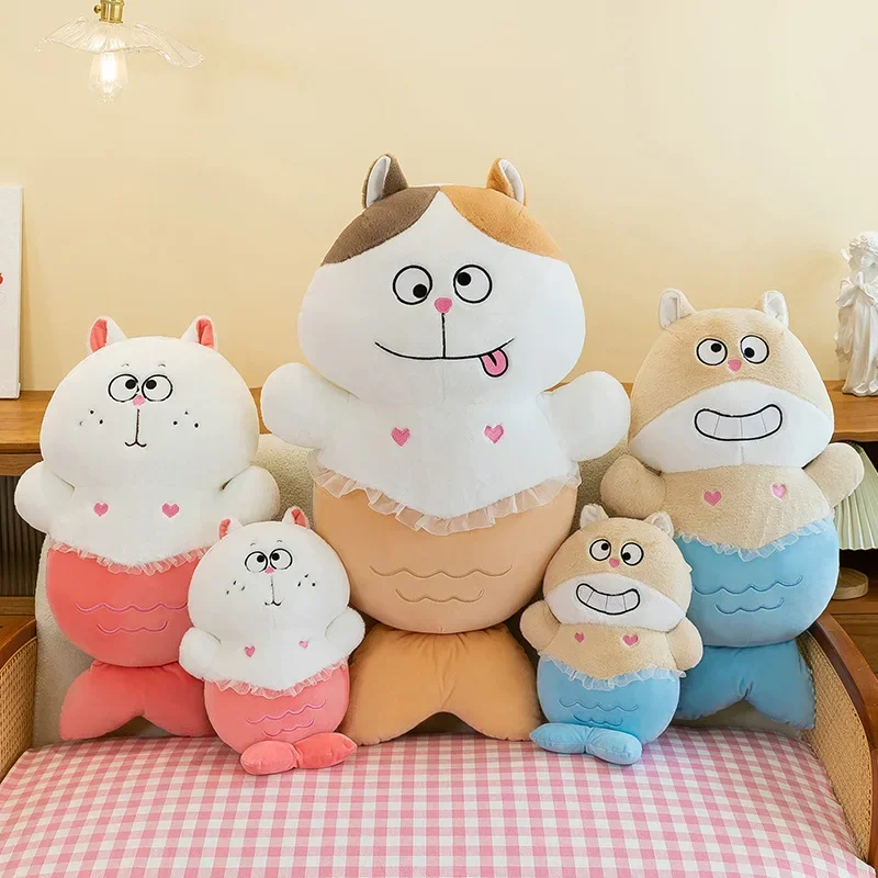 

40-80cm Cute Cat Doll Mermaid Soft Plush Toy Girl Sleeping Pillow Long Bed Leg Clip Cloth Doll GiftToy Gift for Boys and Girls