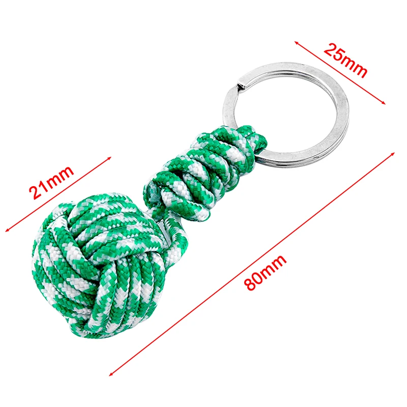 1PC Parachute Woven Rope Ball Keychain Lanyard Key Ring Monkey Fist Key Chains Chinese Ball Knot Ornament Pendant