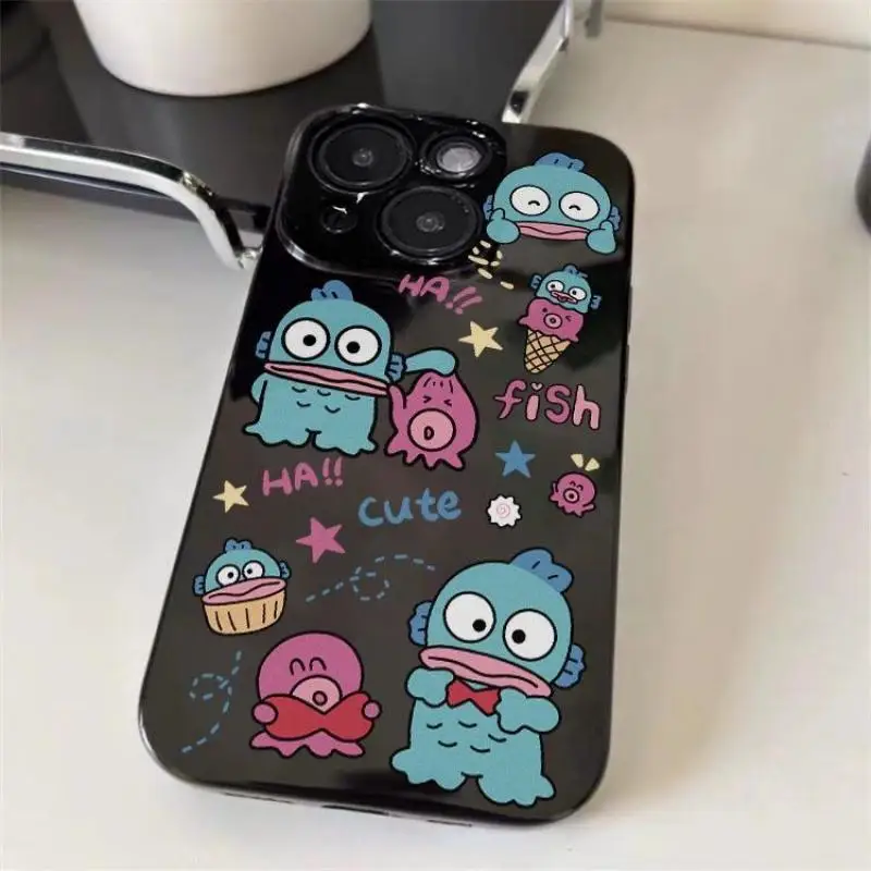 Hello Kitty Hangyodon Anime Kawaii Sanrio Kuromi Ins Phone Case Suit for iphone 14 15 Promax Apple Cover Gifts for Girls