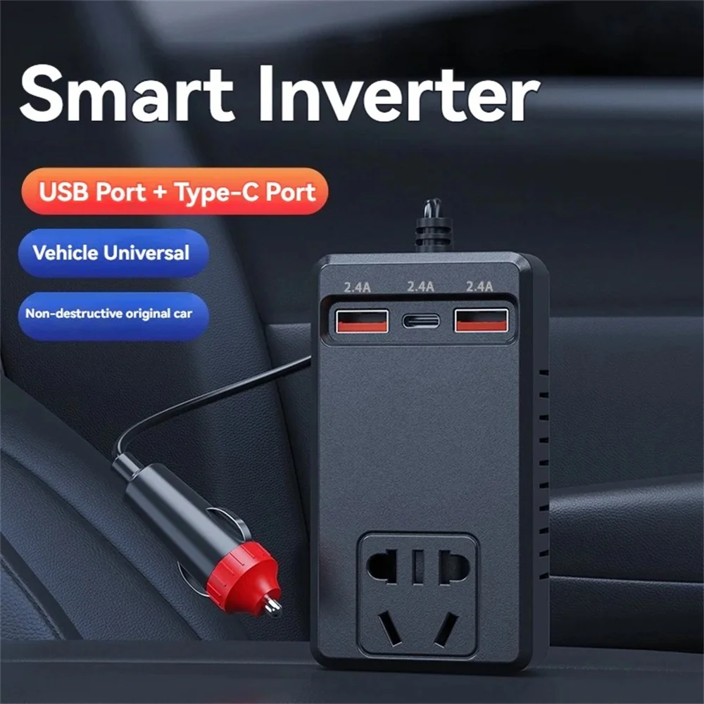 150W Car Charger Power Inverter DC 12V/24V To 110V/220V Auto Power Converter Adapter Universal Type C Car Phone Charger Adapter