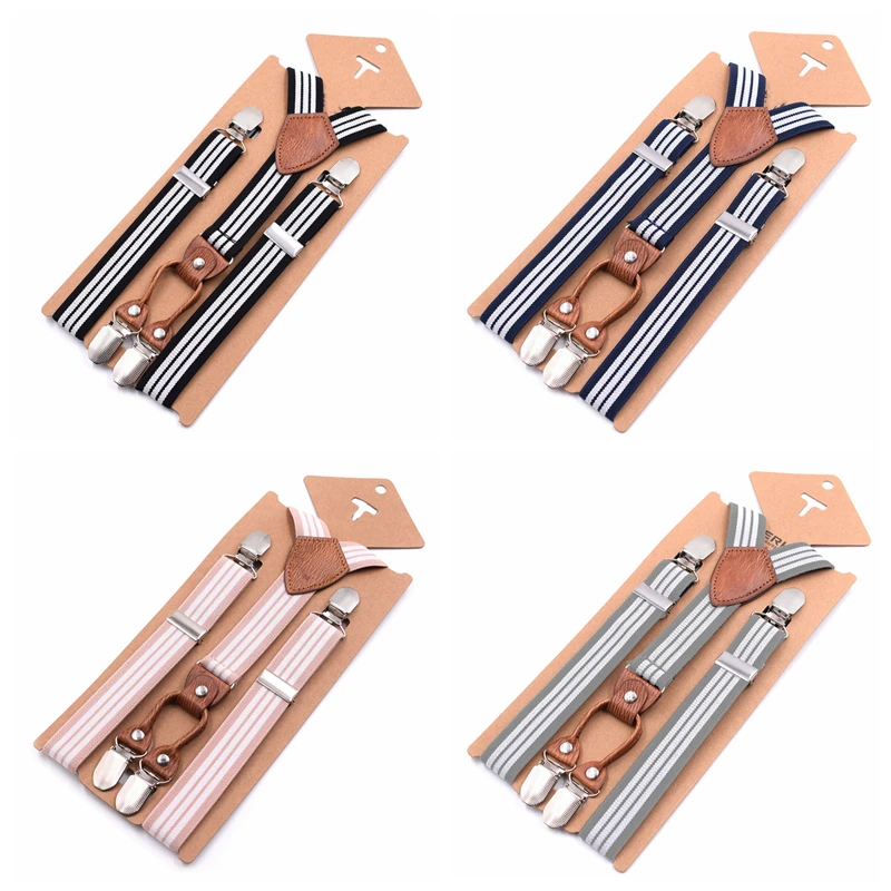 

Подтяжки для штанов для малышей, модные полосатые 4-зажимные Y-образные эластичные подтяжки для брюк для мальчиков и девочек 2,5*75 см YiA1018