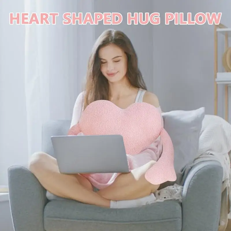 Heart Plush Pillow Plush Love Stuffed Cushion With Arms Love Heart Stuffed Cushion Comfortable And Romantic Room Decor For Car