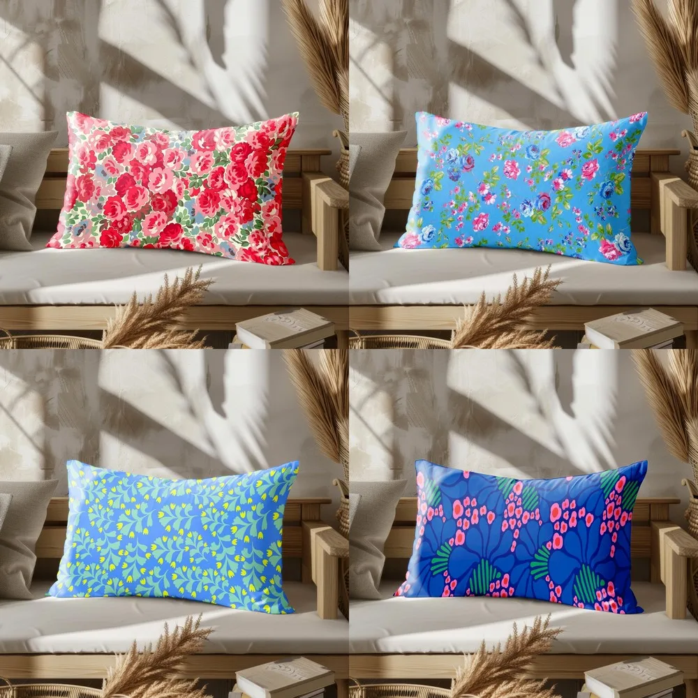 Home Decor Floral Patterned Pillow Covers Suitable For Sofa Bedroom Car Pillow Cover Cushion Rectangular Back Cushion