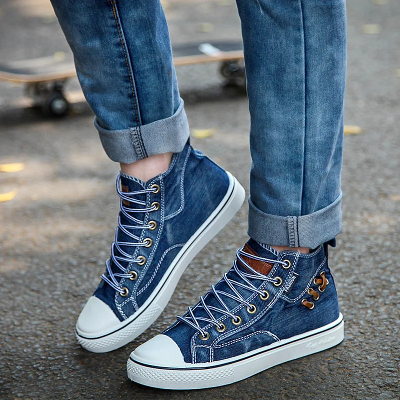 Retro para Denim brezentowe buty wygodne płaskie buty wulkanizowane dla kobiet proste sznurowane trampki męskie Zapatillas Hombre