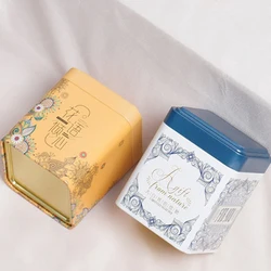 2Pcs Tea Sealed Box Kitchen Storage Container Jar Tin Square Can Candy Canister Empty Box Creative Small Tea Caddy