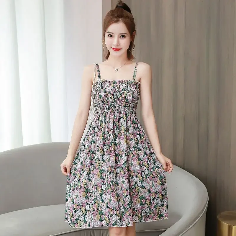 Vestido de verão deslizamento floral mulher vestido cetim chiffon vestidos para mulheres flor de seda 2024 moda alta qualidade luxo elegante chique xxl g