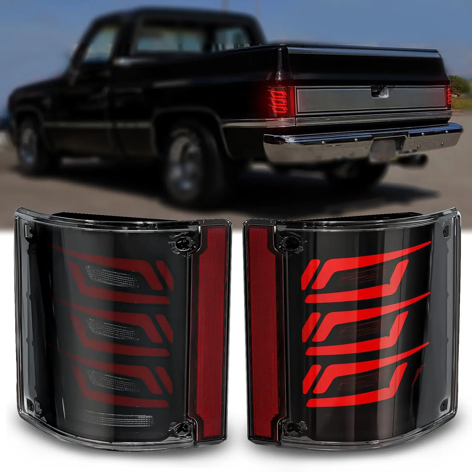 

LED Tail Lights for Chevy & GMC 1973-1987 Start Animated Rear Light Assembly Dynamic Turn Signal Brake Reverse Light Taillight