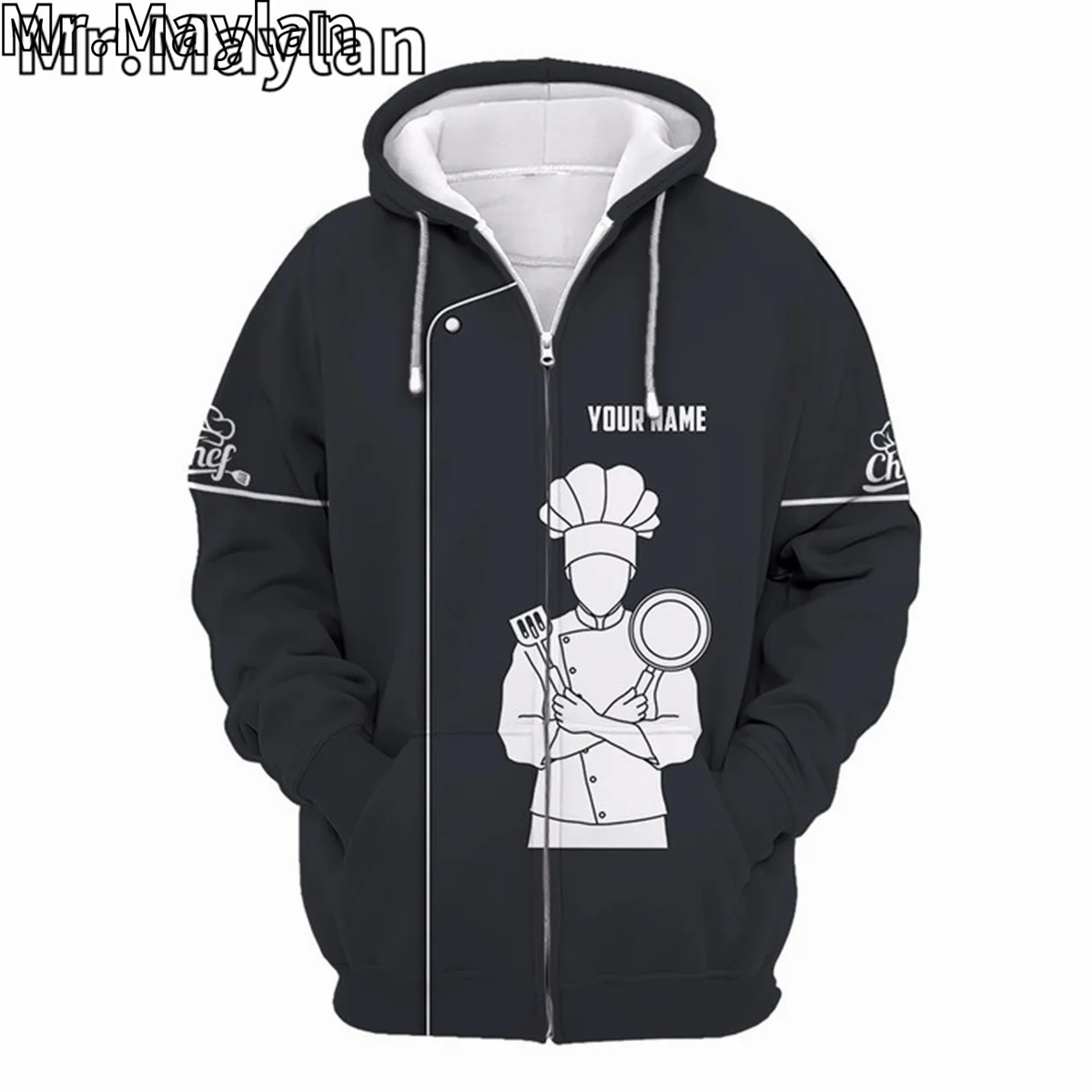 CUSTOM NAME CHEF UNIFORM CHEF KNIVES 3D Unisex Hoodie Men/Women Sweatshirt Streetwear Zip Pullover Casual Jacket Tracksuits R611