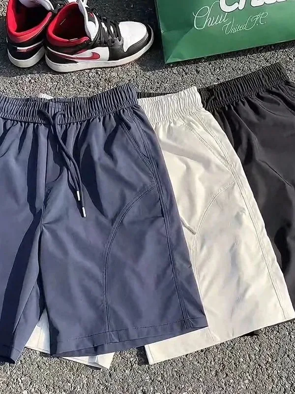 

Navy Blue Men's Sport Shorts Summer Thin Outdoor Beach Nylon Waterproof Quick Dry Hiking Five-Quarter Pants Casual Straight Leg