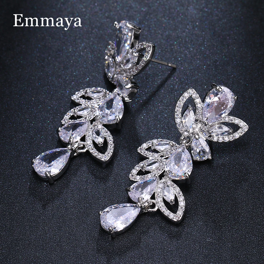 Emmaya Hot Sale AAA Zirconia Noble Earring Flower Shape Design For Women&Girls New Trendy Party Female Fascinating Jewelry