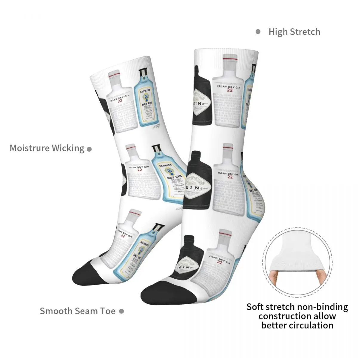 زجاجات الجن جوارب توضيحية جوارب هاراجوكو الممتصة للعرق طوال الموسم جوارب طويلة إكسسوارات لعيد الميلاد للرجال والنساء