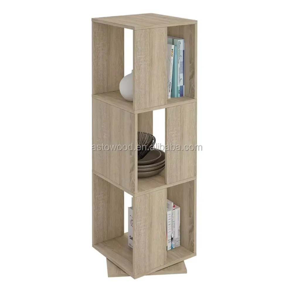 木製モダンパネル回転式cdラック収納キャビネット、環境に優しいデザインで、ホームオフィスやリビングルームで使用可能