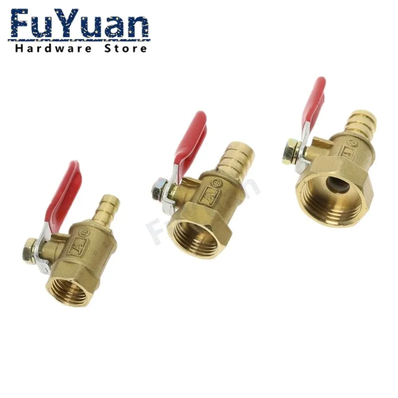 Brass Barbed Ball Valve 4-12mm with 1/8 1/4 1/2 Female Thread Connector Copper Pipe Fitting Joint Adapter for Plumbing Hose Barb