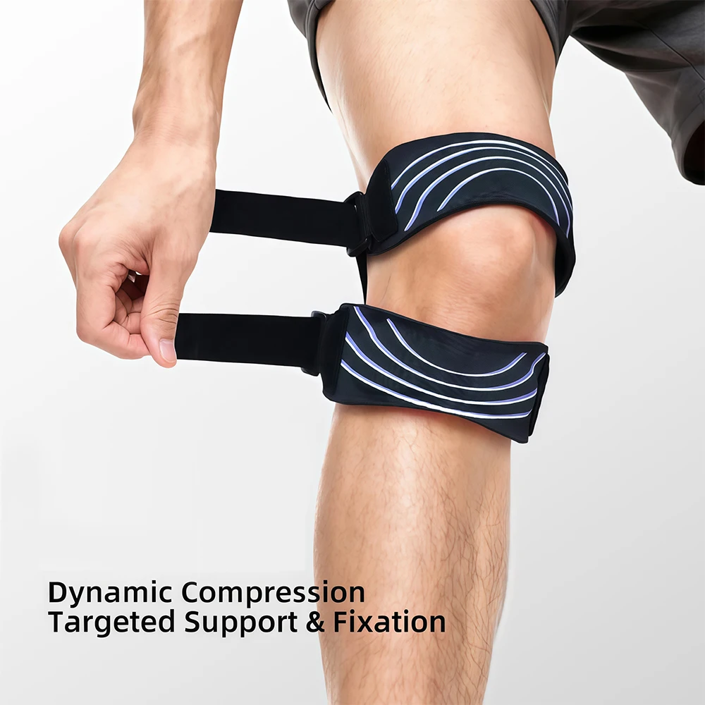 1/2PCS Knee Brace Adjustable Patellar Tendon Support Band with Dual Silicone Pads for Running, Jump Rope, Hiking, Basketball
