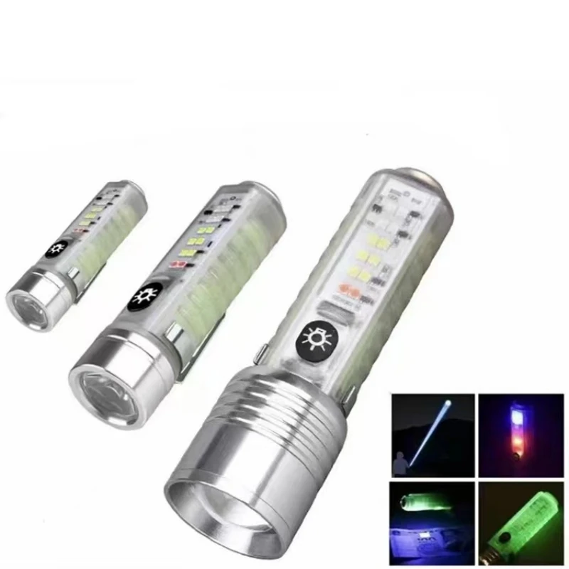 FUNNYDEER S21 S22 S23 Long White Flashlight Side Light Rechargeable IPX4 Waterproof Type-C Charge Strong light Torch With Magnet