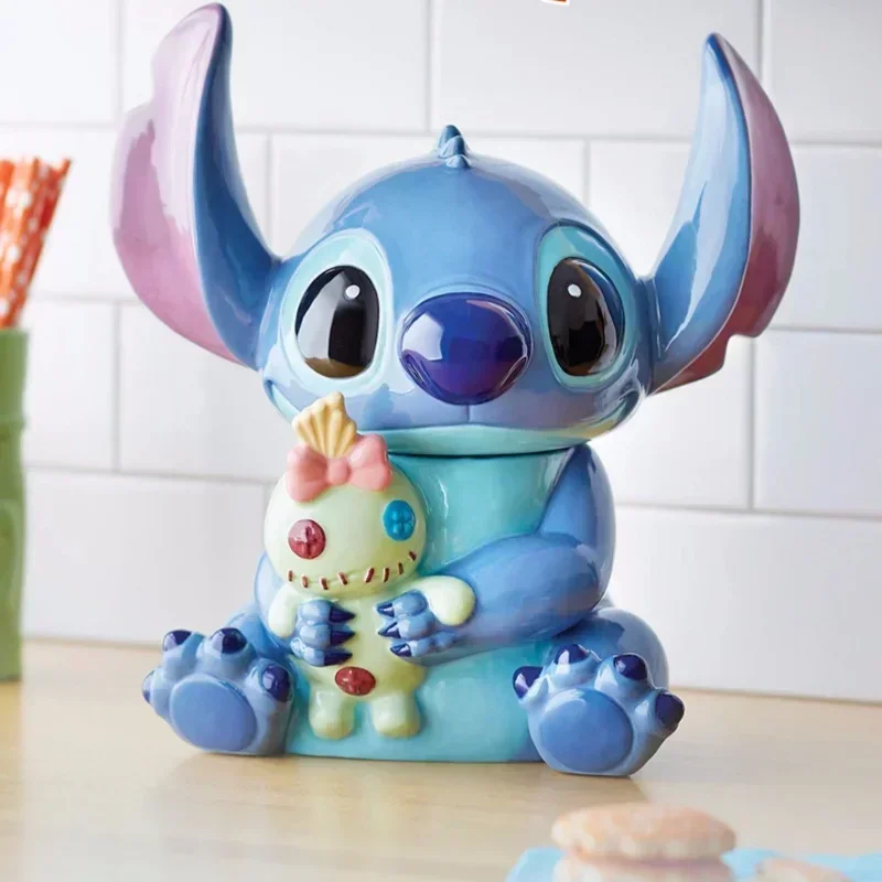 Inventory 28cm Disney Starry Baby Stitch Ceramic Storage Can Decorative Decorative Decoration Storage Can Birthday Gift