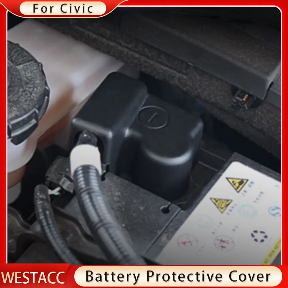 ABS Car Engine Battery Cover for Honda Civic 2016 - 2021 Batteries Negative Anode Pole Power Protection Covers Accessories