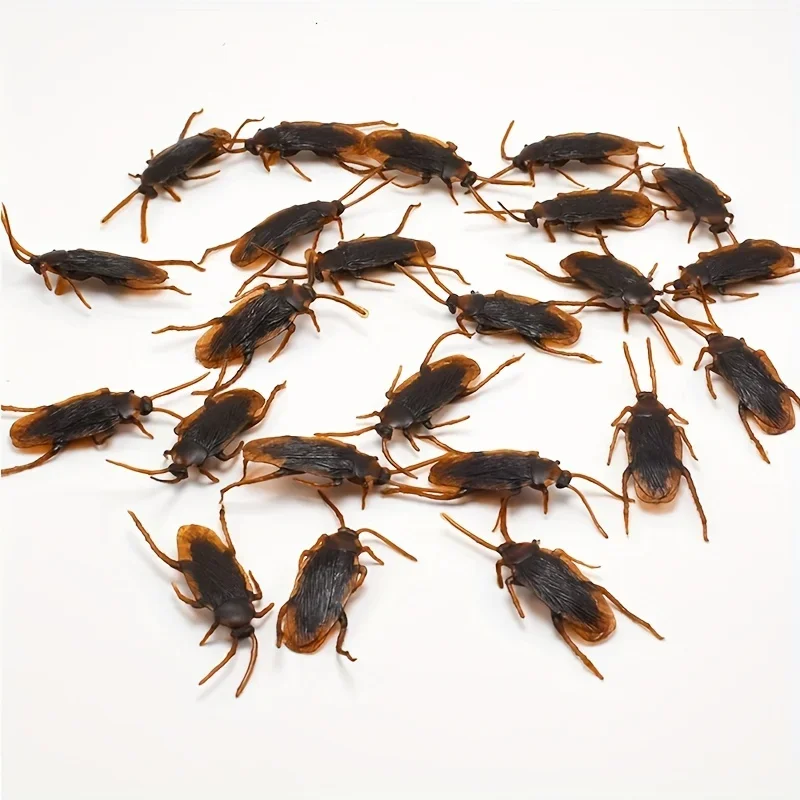50/100pcs Artificial Cockroach Realistic Fake Roach Insects Novelty Trick Props Prank Toy Gags Practical Jokes Toys for Kids