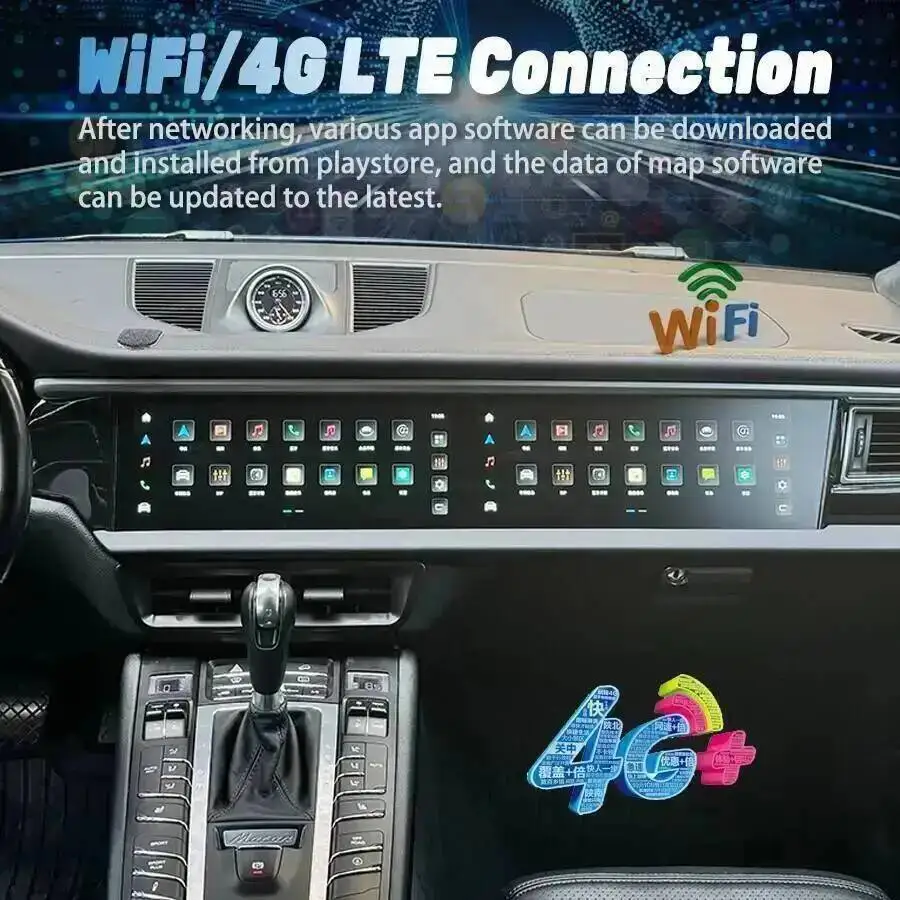 12.3+12.3inch Ambient Lighting Android Radio Wireless Carplay Screen BT For Porsche Macan 2011-2017 Car Multimedia Video Player