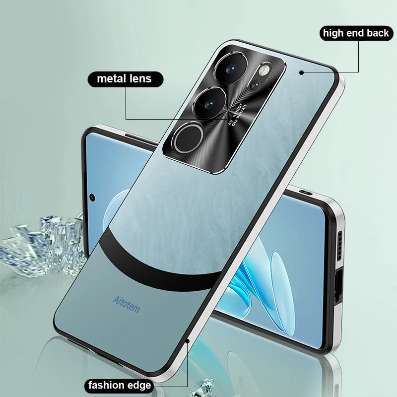 Luxe Matte Acryl Achterkant Metalen Camera Beschermhoes voor Vivo V27 V29 V30 V40 Pro Schokbestendig Zachte Telefoon Case Telefoon Shell