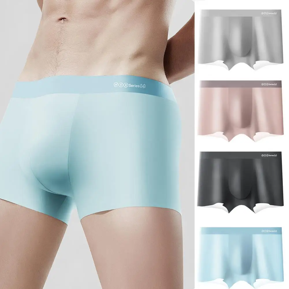 Ice Silk Man Underwear Boxer Metal Fiber Antistatic Men Underpants Seamless Cut Hem Men's Panties Boxers Shorts Trunk