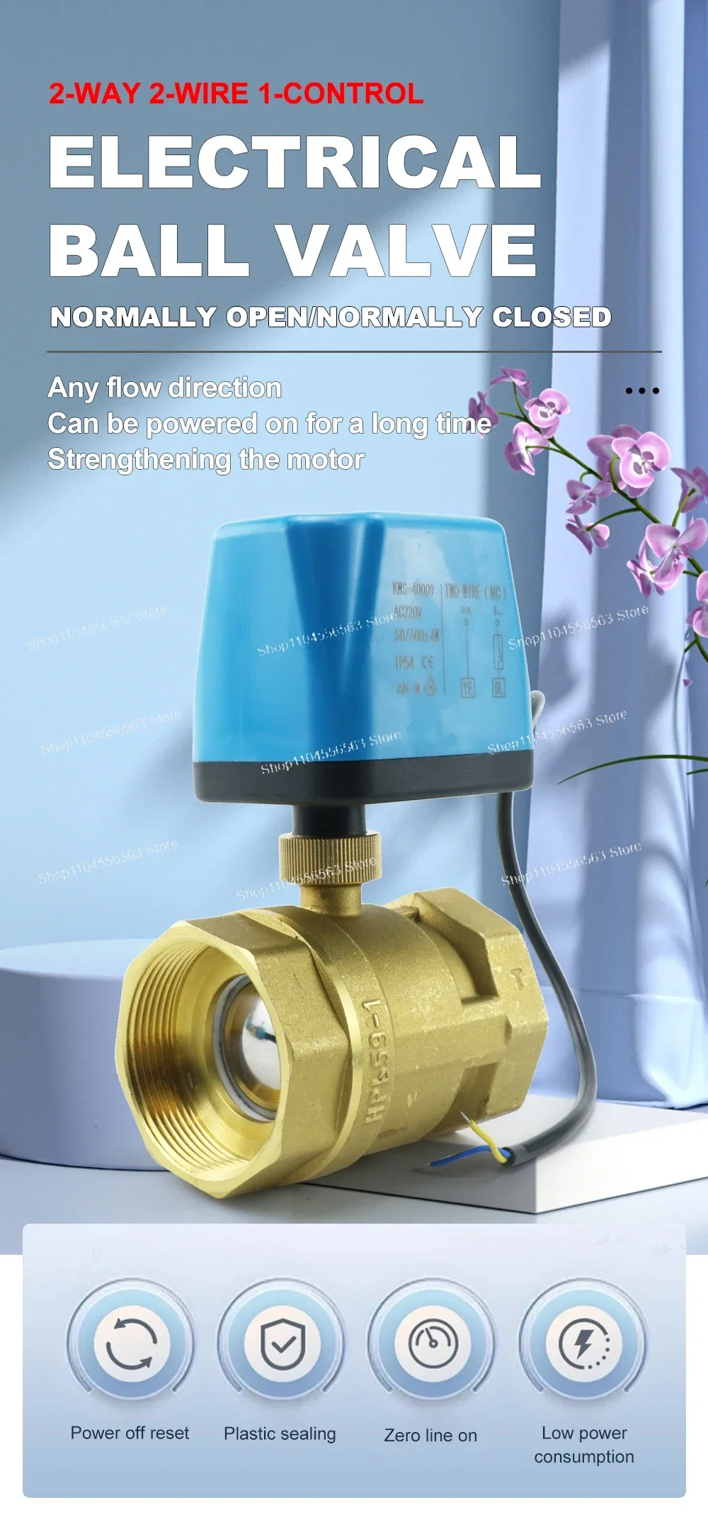 Smart 1/2 "3/4" 1 "2" Valvola a sfera motorizzata normalmente chiusa 220V 12V 24V Elettrovalvola elettrica in ottone a 2 fili DN15 DN20 DN25 DN32