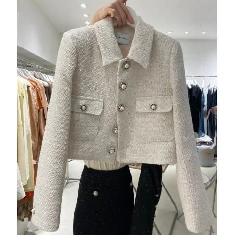 

Faionable ort Tailored Jaet Women's Loose Fit Sle Korean Version Spring Autumn New Arrival Little Fraance Sle Top