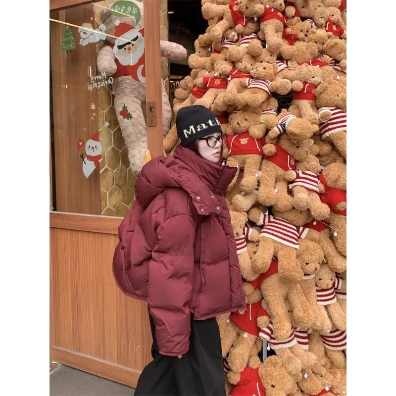New Fashionable Women's Clothing for Winter.Solid-color Hooded Cotton-padded Jacket .a Niche Design Sense Thickened Bread Jacket