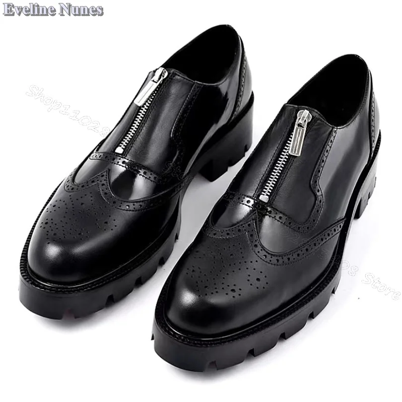 Black Wear Resistant Men Shoes Round Toe High Heels Male Shoes British Style Spring Casual Shoes Size 37-44 Zapatillas Mujer