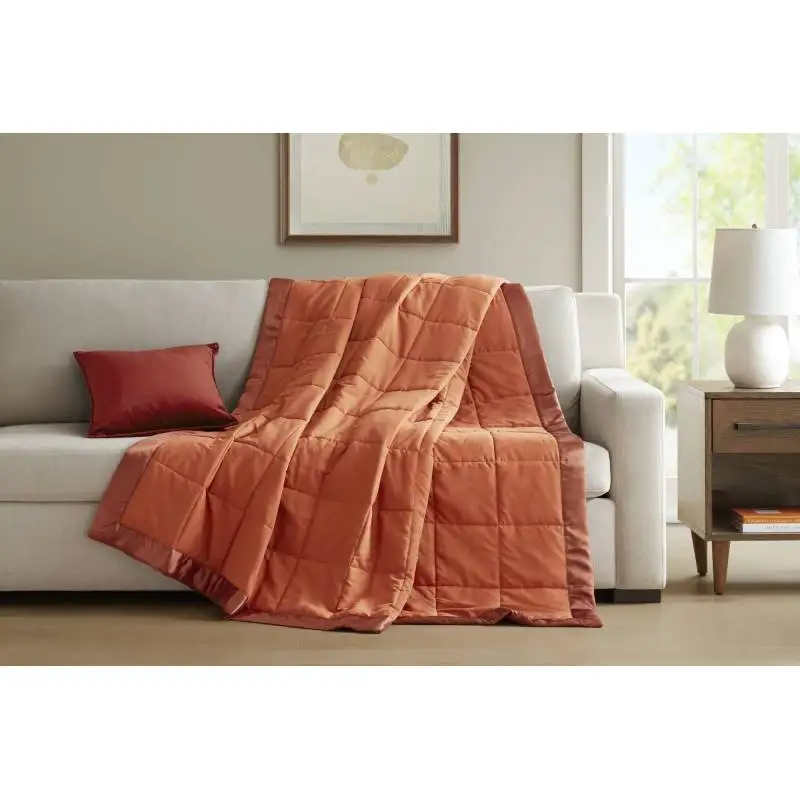 

1 PCS Twin Lightweight Down Alternative Blanket with Satin Trim Orange