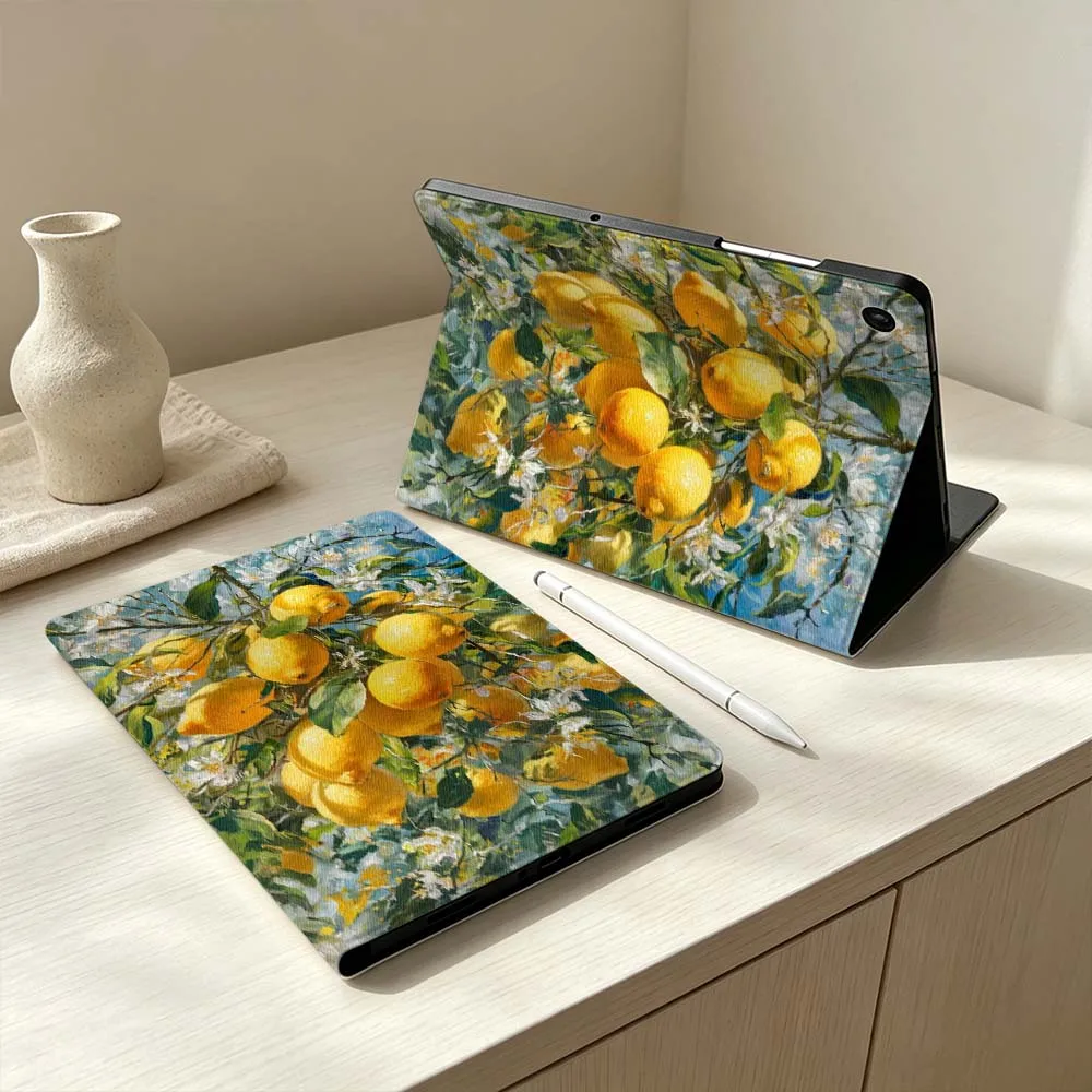Yellow Lemon Tree Branch For Samsung Galaxy Tab S11 S10 S9 S8 S7 S6 A11 A9 A8 A7 Lite FE Plus Soft Pen Tray Tablet Case