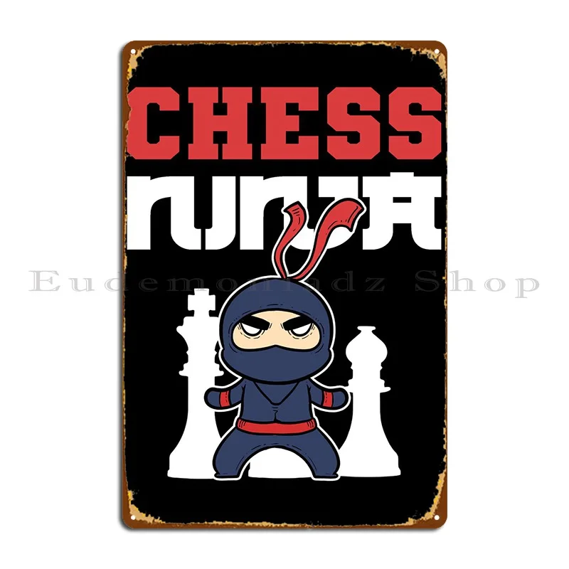 Chess Ninja Chess Grandmas Metal Sign Garage Iron Club Home Wall Plaque Tin Sign Poster